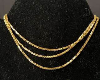 Gorgeous 14K Gold Box Chain Necklace * 4.88g * 28” Length