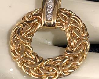14K Gold Pendant with Diamonds
