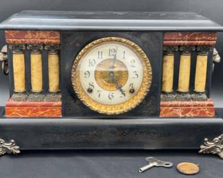Antique E. Ingraham 8-Day Chiming Mantle Clock W/ Key * Works!