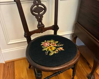 Antique chair with  lovely embroidered seat