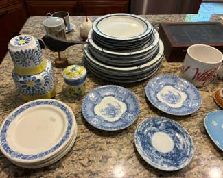 Blue and white dishes