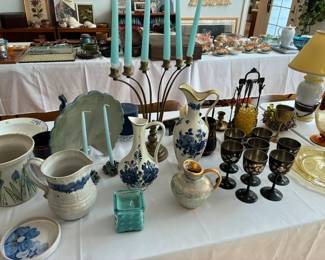 Lots of blue and white decor pieces