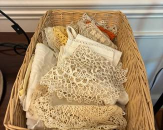 Vintage doilies and handkerchiefs