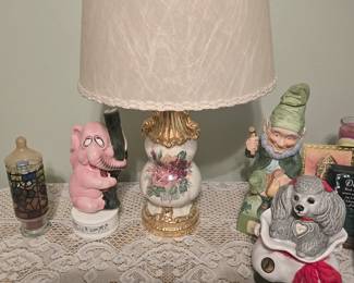 ANTIQUE LAMP & DECANTERS
