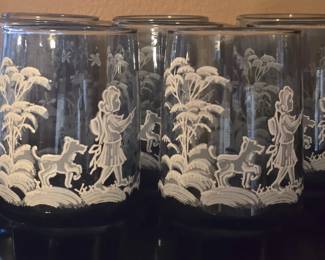 SET of 8 MARY GREGORY GLASSES