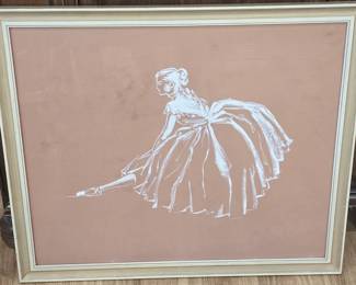 ORIGINAL MID CENTURY BALLERINA PAINTING