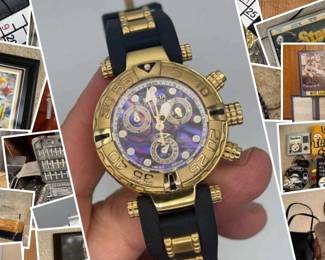 AWESOME AIEA ESTATE CTBids Online Auction • Bidding Ends 08/08/25 • Pickup 08/10/25 It's Kick-Off Time! This auction features sports memorabilia including Pittsburgh Steelers, Nascar, golf and more, a massive collection of Invicta watches, furniture, household goods, collectibles, a farmhouse dining table, office supplies, kitchenware, jewelry, clothing, art, books, tools including power tools, a storage shed and more! Happy bidding!