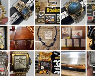 AWESOME AIEA ESTATE CTBids Online Auction • Bidding Ends 08/08/25 • Pickup 08/10/25 It's Kick-Off Time! This auction features sports memorabilia including Pittsburgh Steelers, Nascar, golf and more, a massive collection of Invicta watches, furniture, household goods, collectibles, a farmhouse dining table, office supplies, kitchenware, jewelry, clothing, art, books, tools including power tools, a storage shed and more! Happy bidding!
