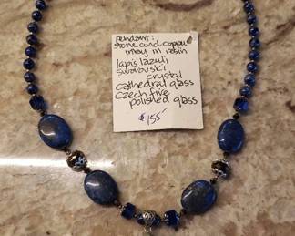 AAE049- Beautiful Copper, Swarovski And Lapis Necklace