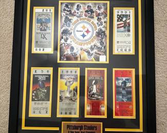 AAE023 - Framed Pittsburgh Steelers Display Superbowl Tickets Official NFL