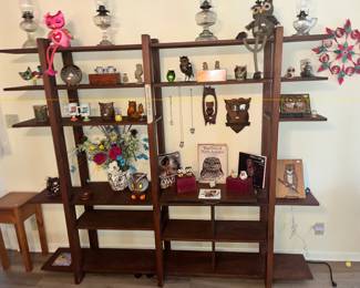 OWLS & OIL LAMPS (SORRY, SHELF NOT FOR SALE)