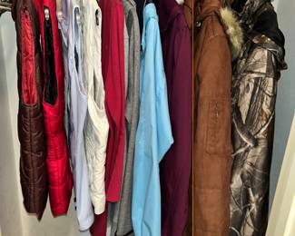 CLOSET FULL OF WINTER JACKETS & VESTS