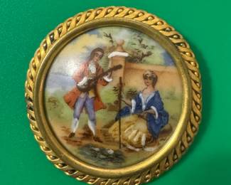 France Limoges Handpainted Brooch