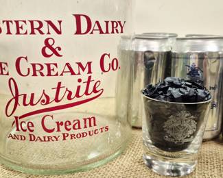 "Western Dairy & Ice Cream Co. Justrite Ice Cream and Dairy Products" jar and "Hotel Robidoux" shot glass. Thank you again for attending our sales, we do appreciate your business and support. Randy and Donna Klein and The Pen and Pencil Team. 
