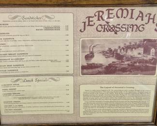 Vintage St. Joseph menus. Jeremiah's Crossing restaurant
