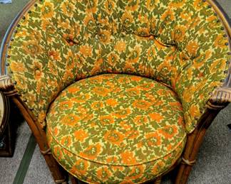 Much antique and vintage furniture. Heywood Wakefield barrel chair