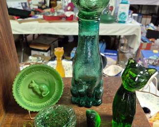 Green glass cats