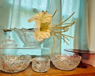 Vintage clear cut and pattern glass