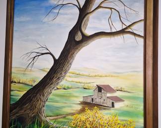 St. Joseph collectibles. Local artist Thomas Fairlie signed and dated framed oil painting 11/61 "Buchanan County"