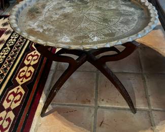 MOROCCAN HAMMERED BRASS TRAY TABLE