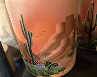 PAIR OF HAND PAINTED WALL SCONCES