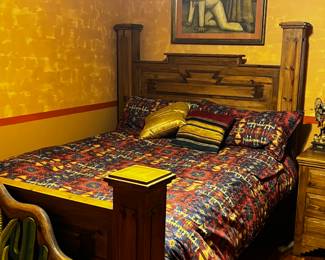 CALIFORNIA QUEEN BED WITH SOUTHWEST HEAD & FOOT BOARD