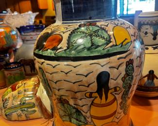 HAND PAINTED TALAVERA GINGER JAR WITH LID