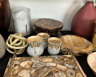 Agate Serving Tray, Vases and Cool Glass Sculpture