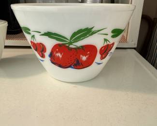 * #42 Fire King Apple/Cherries large mixing bowl $40.00
