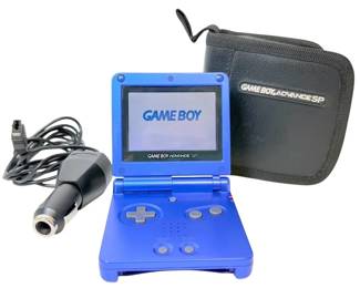Nintendo Game Boy Advance SP AGS01 Blue w Case Car Charger