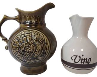 1968 McCoy Olive Green Pottery Pitcher Vino Wine Pitcher