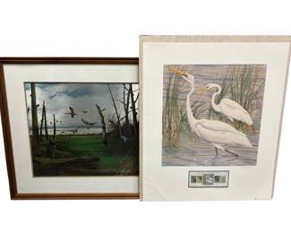 Framed Foil Piece Flying Mallards by E. Darrell Smith Michael Warren Print