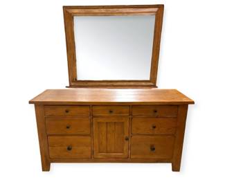 Wooden Dresser w Beveled Mirror