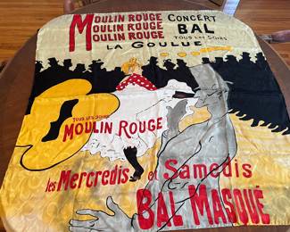 100% Silk Scarf CONCERT BAL TOUS LES SOIRS LA GOULIE Moulin Rouge