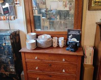 Vintage dishes
Antique dresser with mirror
