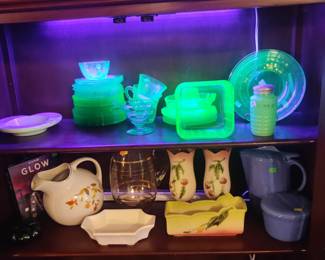 Uranium glass, vintage pictures