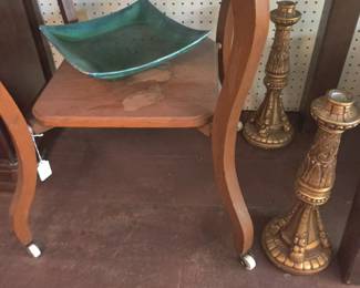 Parlor table, candlesticks
