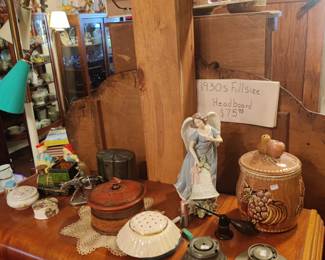 Vintage jewelry boxes, antique inkwells