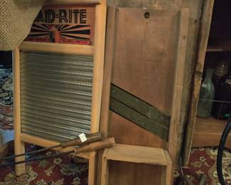 Primitive wash board and cabbage mandolin