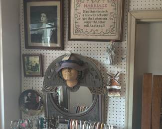 Assorted bracelets, One of a kind mirror, artwork