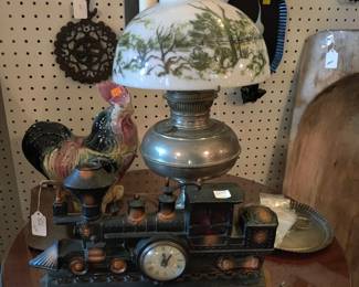 Cast iron train clock
Painted desk lamp