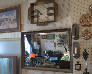 Antique mirror and shadow box