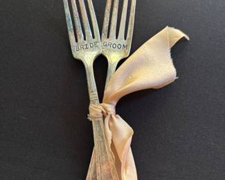Silver plate Bride and Groom Forks