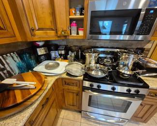Microwave and oven included in sale.