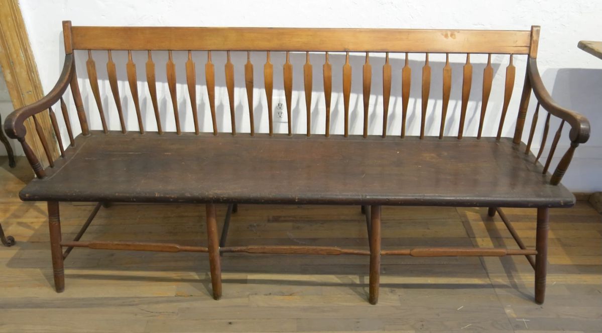 Arrow Back Scroll Arm Windsor Deacon's Bench