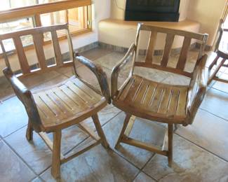 Teak Farmhouse Rustic Dining Chair Set of 2
