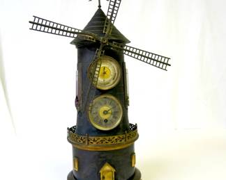 Antique French Industrial Windmill Clock/Barometer