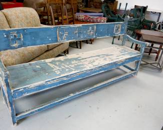 Antique New Mexico Church Blue Bench