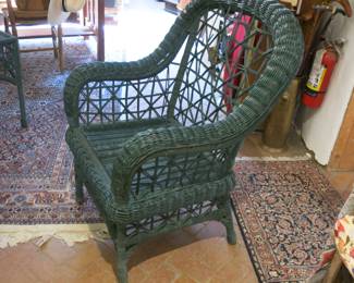 Bar Harbor Green Coated Wicker Patio Chair