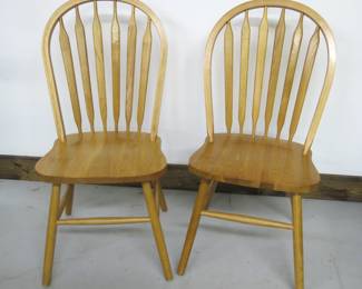 Honey Oak Windsor Cattail Chair Pair